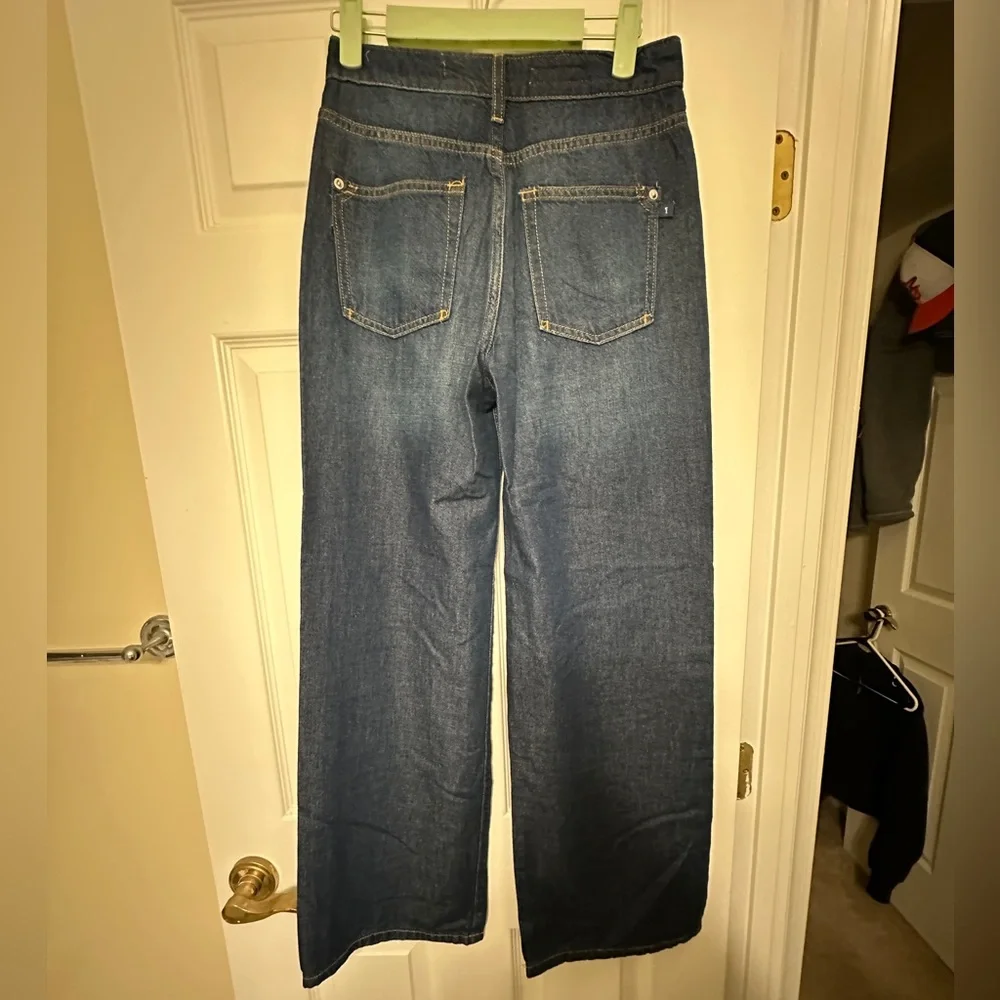 Anthropologie Pilcro The Annie Dark Blue Wide Leg Jeans - Size 25 - Picture 7 of 15